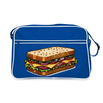 Illustration de sandwich au fromage en dessin animé - Sac Retro - bleu/blanc - Devant