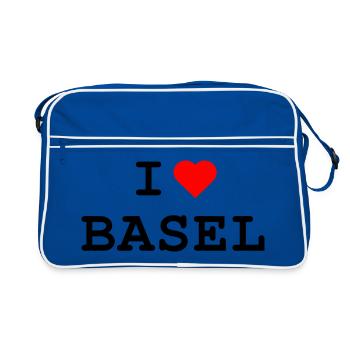 I love Basel - Ich liebe Basel - Retro Bag - blue/white - Front