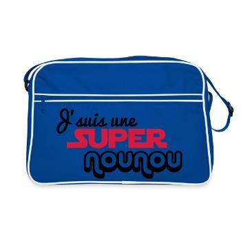 Ich bin ein Super Nanny - Retro Tasche - Blau/Weiß - Vorne