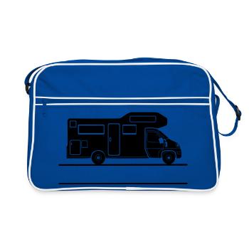 Camper silhouette with namespace - Retro Bag - blue/white - Front