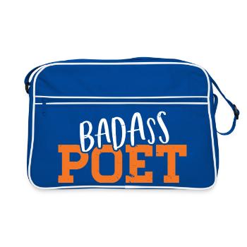 Badass Poet Typography Design - Retro Bag - blue/white - Front