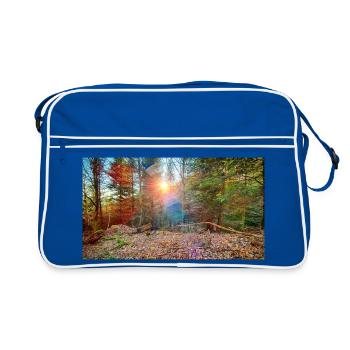 Sunlight in the autumn forest - Retro Bag - blue/white - Front