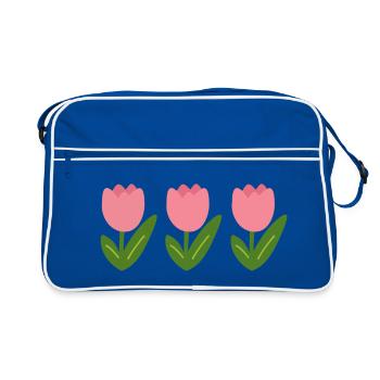 Three pink tulips in minimalist style - Retro Bag - blue/white - Front