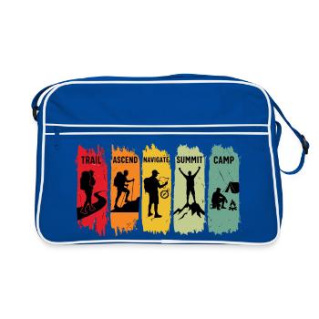 Retro Hiking Steps Trail Climb Summit Camp - Retro Tasche - Blau/Weiß - Vorne