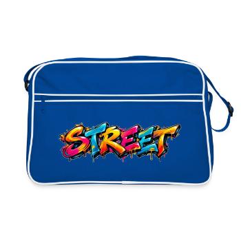 STREET Graffiti Tag: Old School Street Art Feuer! - Retro Tasche - Blau/Weiß - Vorne