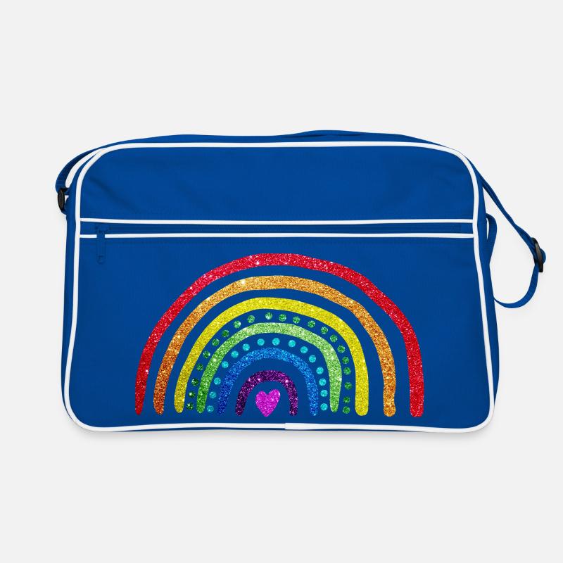 Arc en ciel paillettes - Sac Retro - bleu/blanc