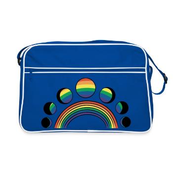 LGBT Mondphasen Monde Regenbogen - Retro Tasche - Blau/Weiß - Vorne
