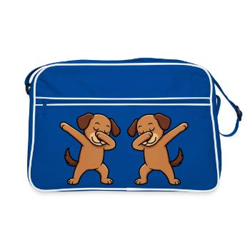 Dog Dabbing Comic - Retro Bag - blue/white - Front