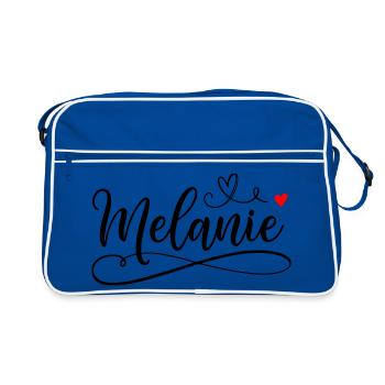 Melanie Last name First name with heart - Retro Bag - blue/white - Front