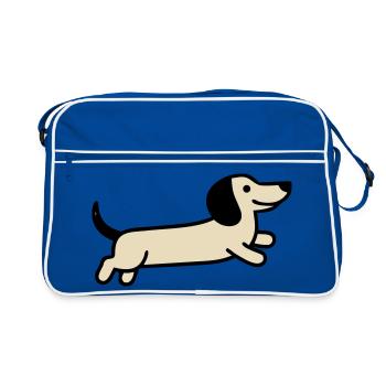 Promenade du propriétaire de chien de course de teckel - Sac Retro - bleu/blanc - Devant