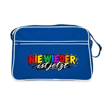 Nie Wieder ist Jetzt Graffiti - Retro Tasche - Blau/Weiß - Vorne