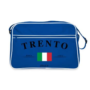Trento Italien Koordinaten Reise Souvenir - Retro Tasche - Blau/Weiß - Vorne