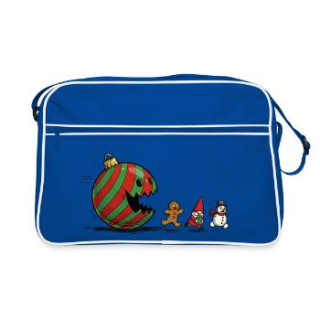 Verschlingende Weihnachtskugel Ornament - Retro Tasche - Blau/Weiß - Vorne