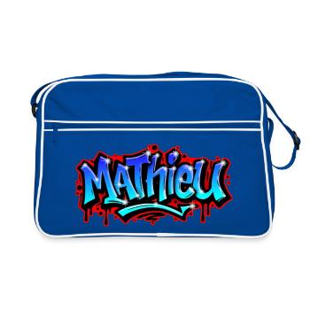 Mathieu Graffitiprénom imprimable Bleu Urbain - Sac Retro - bleu/blanc - Devant