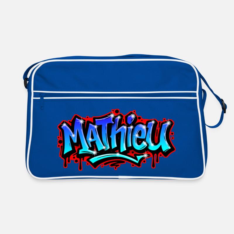 Mathieu Graffitiprénom imprimable Bleu Urbain Sac Retro