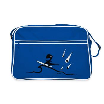 Surfer Dino | Surf the Meteorite Wave - Retro Bag - blue/white - Front