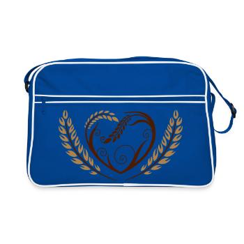 Big heart with cereals. Beautiful bakery motif. - Retro Bag - blue/white - Front