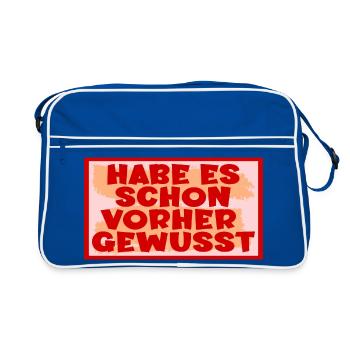 Bauchgefühl Wissen Sprüche - Retro Tasche - Blau/Weiß - Vorne