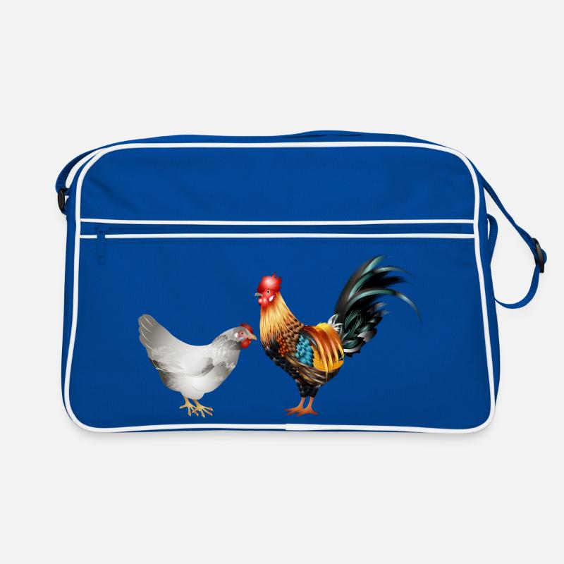 stately colourful rooster with a hen Retro Bag