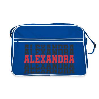 Alexandra t-shirt stacked text gift t-shirt - Retro Bag - blue/white - Front