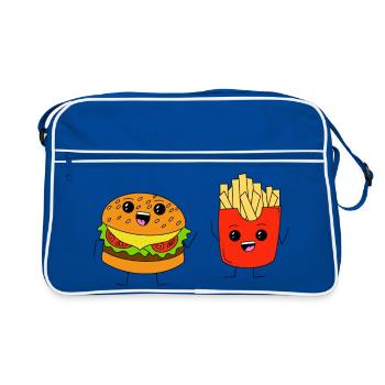 Burger & Fries - Retro Tasche - Blau/Weiß - Vorne