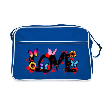 LOVE – Design coloré et romantique - Sac Retro - bleu/blanc - Devant