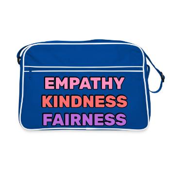 Empathie, Freundlichkeit, Fairness, - Retro Tasche - Blau/Weiß - Vorne