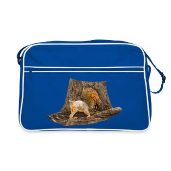 Squirrel in front of the tree, Eastern fox squirrel - Retro Bag - blue/white - Front