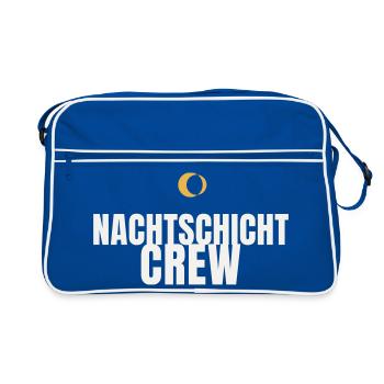 Nachtschicht Crew Schichtarbeit Pflege Nachtdienst - Retro Tasche - Blau/Weiß - Vorne