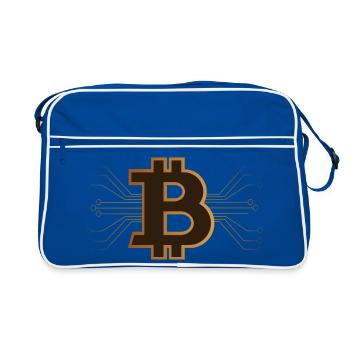 Bitcoin - Brown/Gold Cryptocurrency - Retro Bag - blue/white - Front