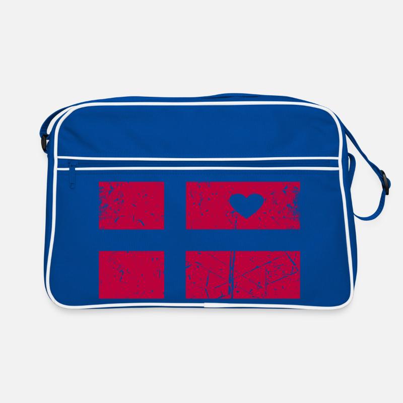 Herzflagge Dänemark Widmung - Retro Tasche - Blau/Weiß