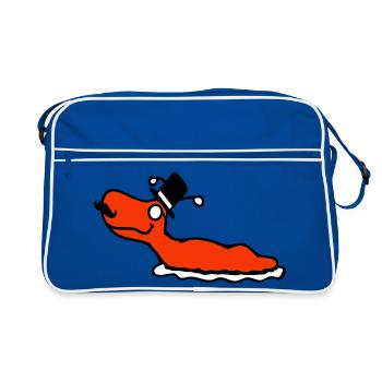 Mr Schnecke Sir Zylinder Monokel reich wohlhabend - Retro Tasche - Blau/Weiß - Vorne