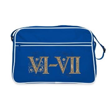 6 and 7: VI–VII Ornamental Roman numerals - Retro Bag - blue/white - Front