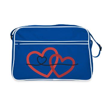 Connectés par l’amour – cœurs courbés - Sac Retro - bleu/blanc - Devant