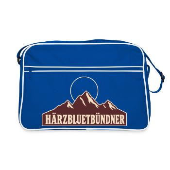 Bündner Härzbluetbündner - Retro Tasche - Blau/Weiß - Vorne
