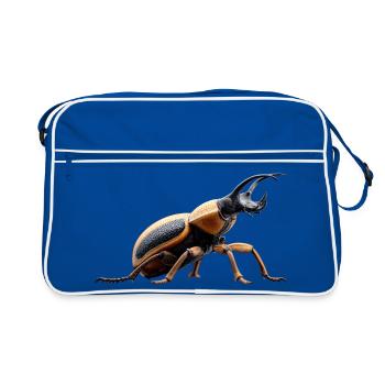 Chatte-coq, Mignon scarabée cerf, Scarabée rhinocéros, Insectes - Sac Retro - bleu/blanc - Devant