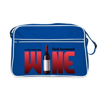 Wine bottle in large typography - Retro Bag - blue/white - Front