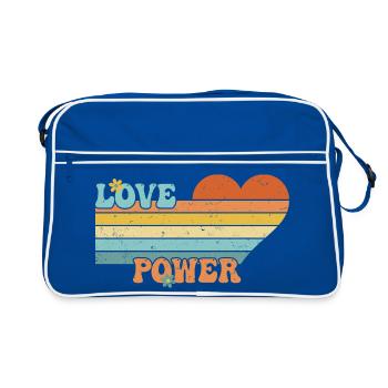 Love Power - Cœur d’amour rétro des années 60 et 70 - Sac Retro - bleu/blanc - Devant
