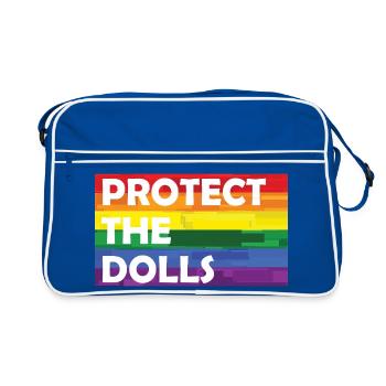 PROTECT THE DOLLS RAINBOW - Retro Tasche - Blau/Weiß - Vorne