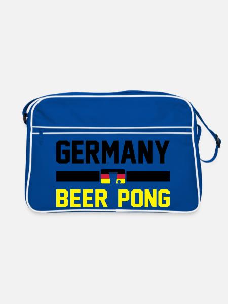 Bier Pong Deutschland - Retro Tasche - Blau/Weiß - Vorne