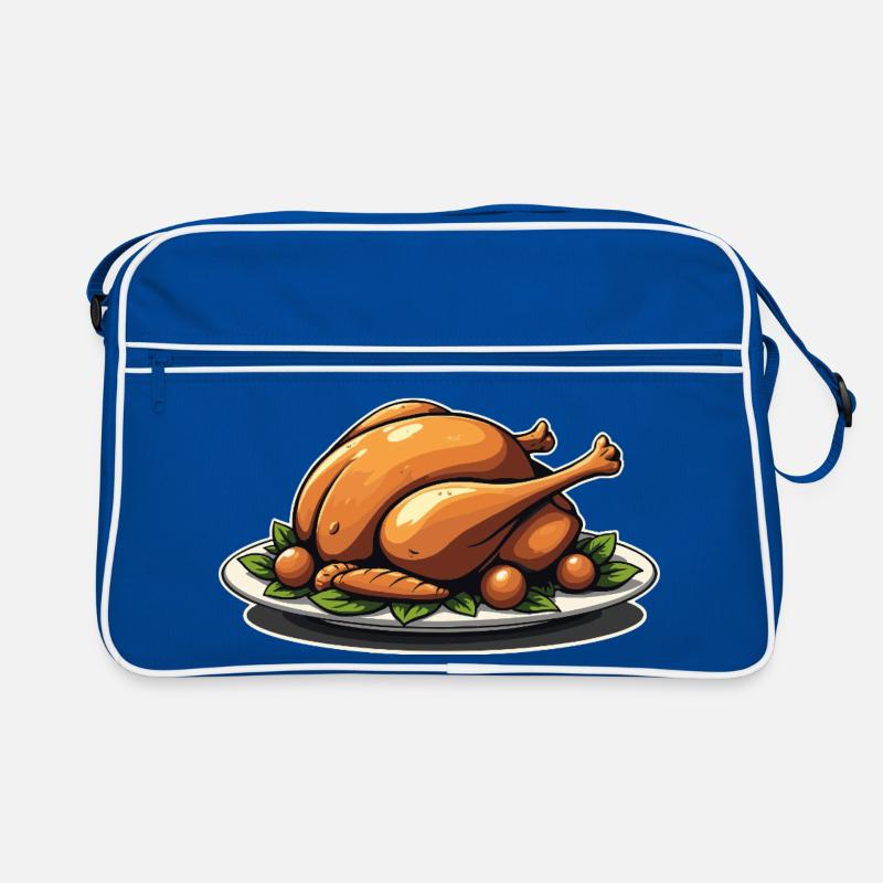 Assiette de dinde rôtie - Sac Retro - bleu/blanc