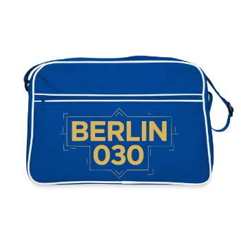 Berlin 030 Deco Gold - Retro Tasche - Blau/Weiß - Vorne
