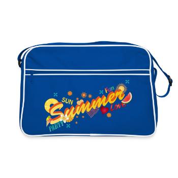 Soleil, été, plaisir et fête. Lettrage d’été - Sac Retro - bleu/blanc - Devant