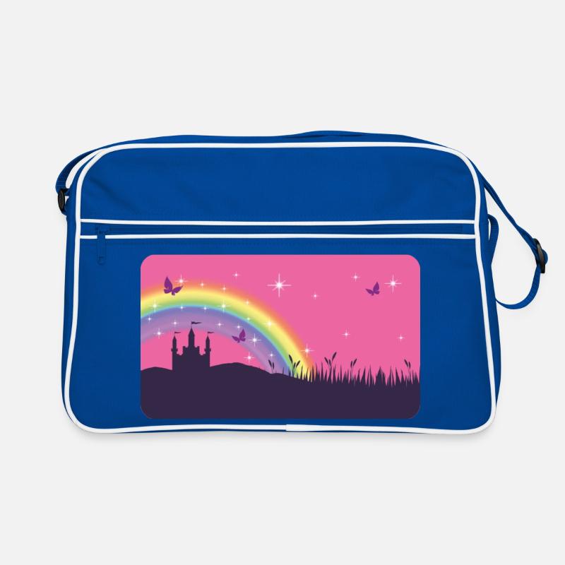 Märchenschloss mit Regenbogen und Sternchen  Retro Tasche