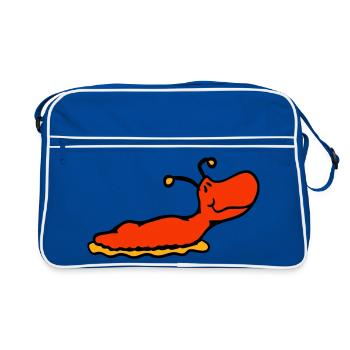 Nacktschnecke Schnecke ohne Schneckenhaus lächelt - Retro Tasche - Blau/Weiß - Vorne