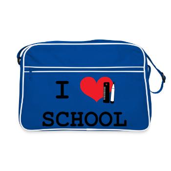 I Love School: Iconic Black Love School Pattern - Retro Bag - blue/white - Front