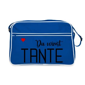 Du wirst Tante - Retro Tasche - Blau/Weiß - Vorne