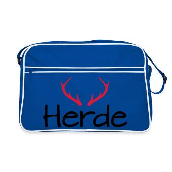 Herde Geweih Hirschgeweih - Retro Tasche - Blau/Weiß - Vorne