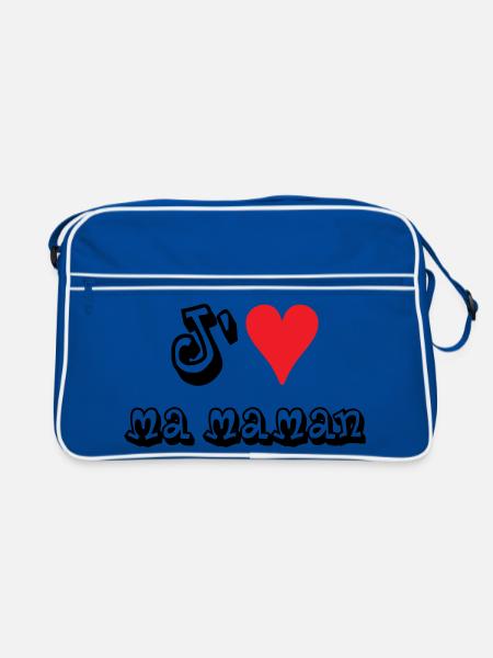J'aime ma maman - Sac Retro - bleu/blanc - Devant