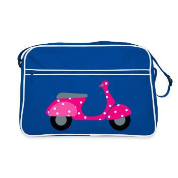 Roller Dots Pink Dots Motif Rétro Vintage Fan - Sac Retro - bleu/blanc - Devant